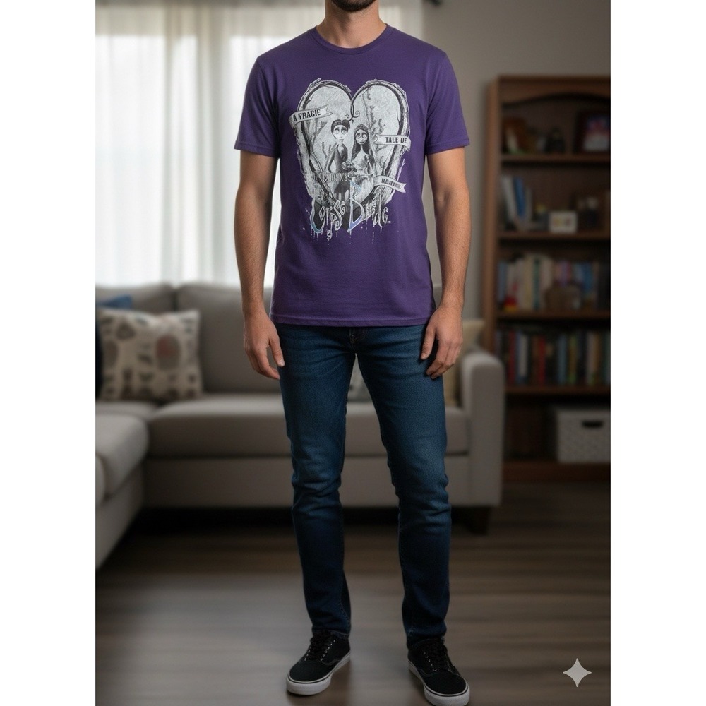 Tim Burton Corpse‎ Bride Purple T-Shirt Size L Official Brand Tee